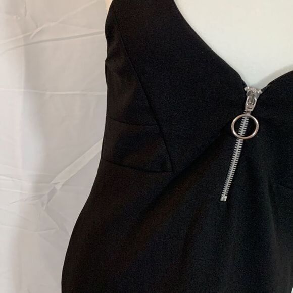 Zara Black Zipper Front Mini Dress - Picture 3 of 8